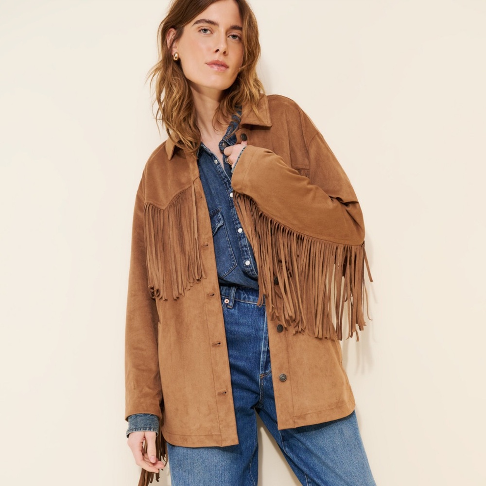 Free People fringe out vegan suede jacket - NWT